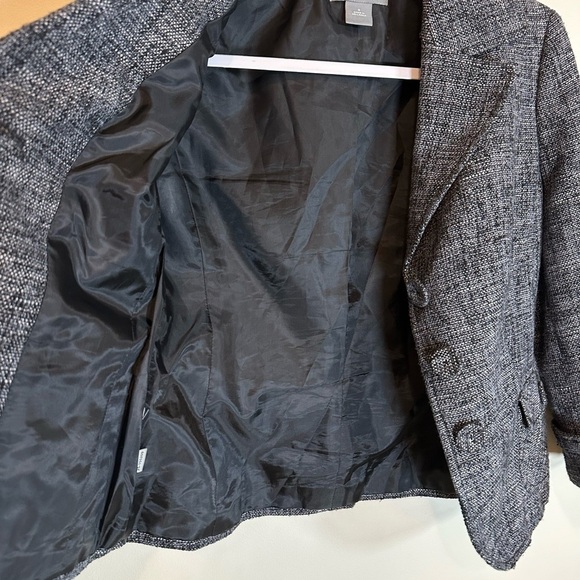 Women's Ann Taylor size 0 Black gray twill 3 button Blazer - Picture 3 of 5